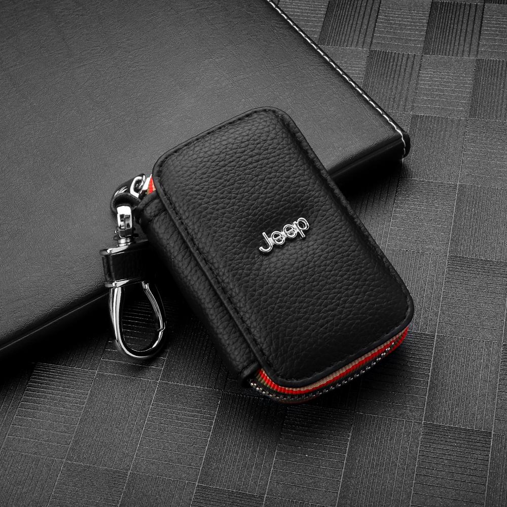 PU Leather Car Wallet Key Storage Bag Keychain Keyring Holder Keys Case For JEEP Renegade Wrangler Grand Cherokee JK Accessories AKV1