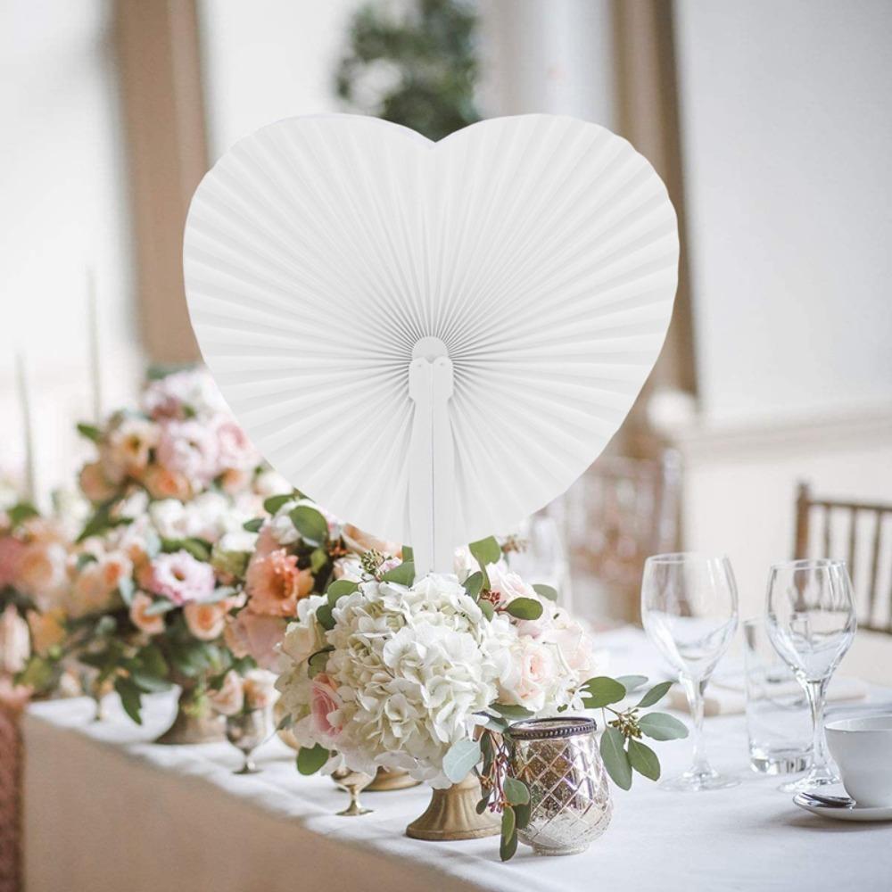 Round Folding Fan White Accordion Paper Fans Party Gift Blank Fan  For Birthday Wedding