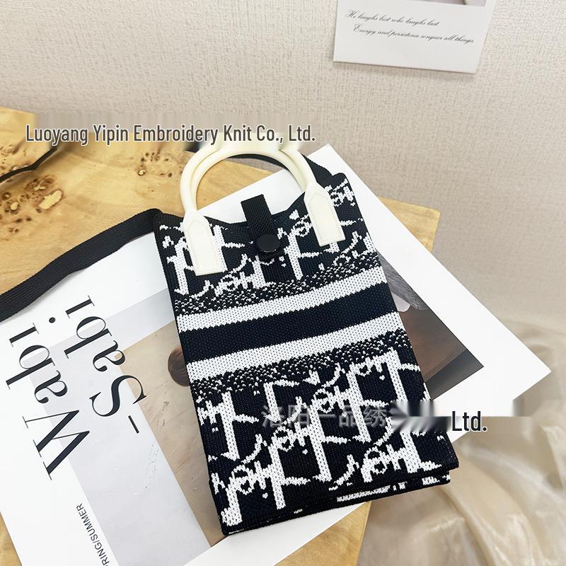 Cute Cartoon Dopamine Knit Crossbody Phone and Coin Bag