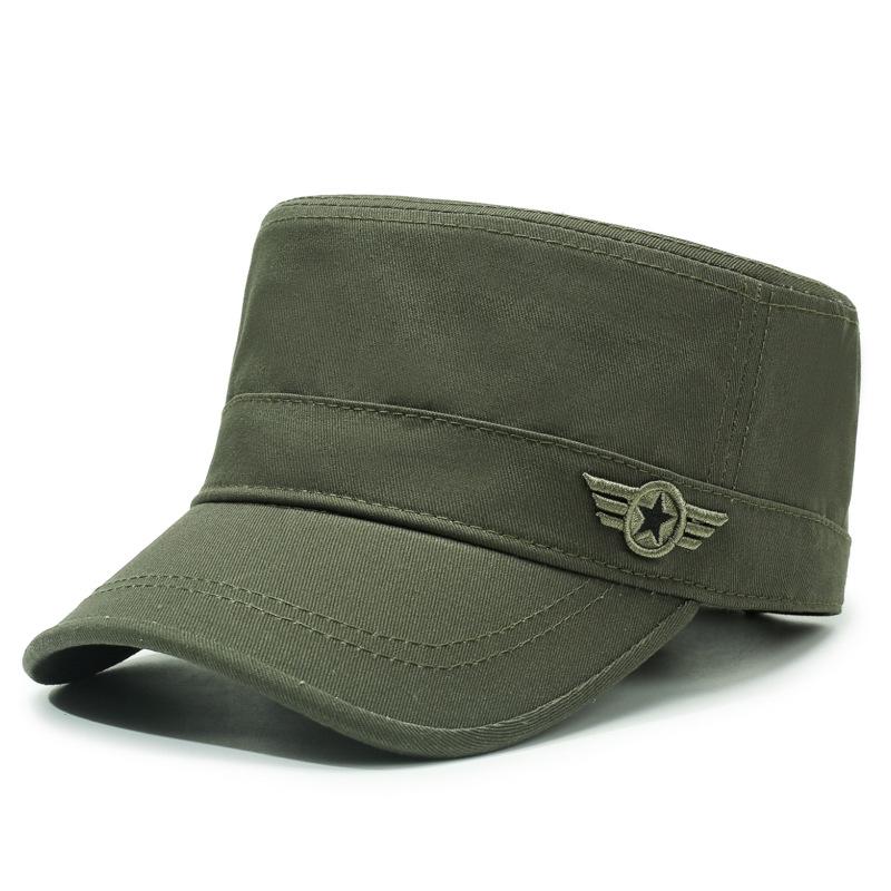 Men's Outdoor Sports Camouflage Flat Top Hat Spring Autumn Embroidered Sun Hat