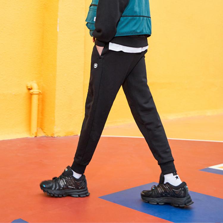 Li Ning Badfive Basketball Series Fleece Lined Warm Cuffed Casual Sports Long Pants Men bottoms New-Standard-Black AKLQA75-1