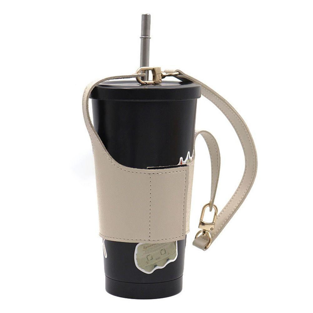 PU Leather Water Bottle Holder Outdoor Drink Carry Strap Portable Coffee Cup Sleeve