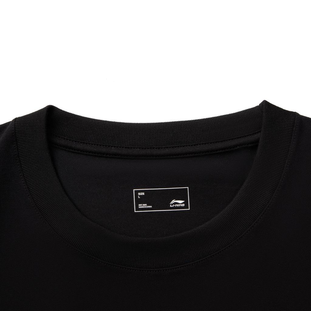 Li-Ning Minimalist Versatile Round Neck Loose Fit Letter Logo Drop Shoulder Short Sleeve T-Shirt Men Tops Black AHSV479-5