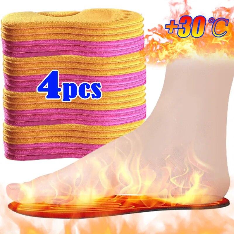 2pairs Winter Fur Self Heating Insoles Foot Thermal Thicken Insole Memory Foam Shoe Pads Warm Sports Shoes Inserts for Women Men