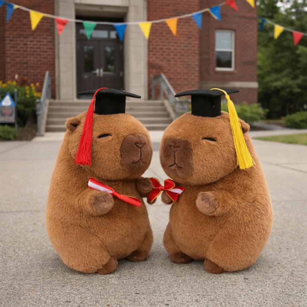 Cartoon Design Graduation Capybara Plush Toy 25 CM Doctor Hat Capybara Party Decor