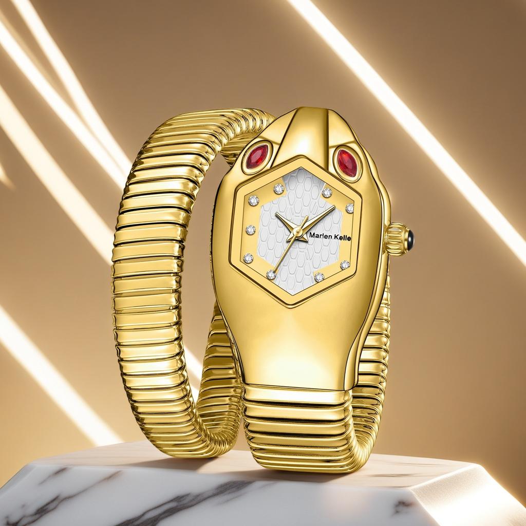 Watches Women Luxury Diamond Unique Snake Shape Waterproof Quartz Ladies Watch Clock