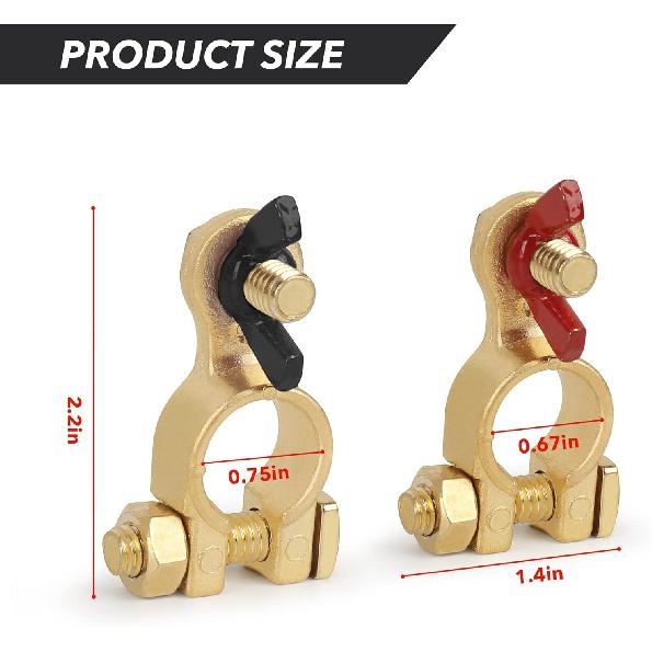 SINGARO Car Battery Terminal Connector, Pure Copper Cable End Top Post Clip Positive And Negative Pole, Applicable To Automobile, Truck, RV And Yacht