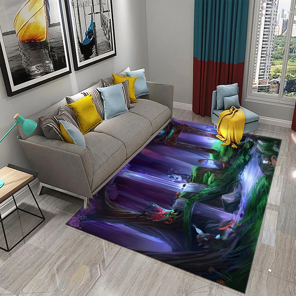 Colorful Magic Forest Flower Carpet Psychedelic and Dream Forest with Animal Living Room Bedroom Bathroom Entrance Non-Slip Rugs