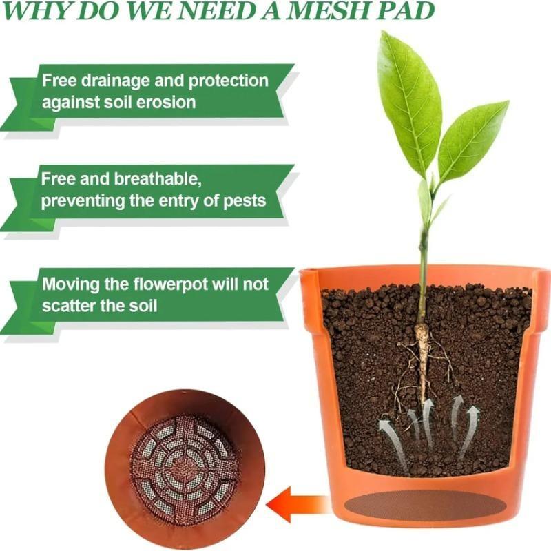 50Pcs Flower Pot Hole Mesh Pads Keep Soil In and Drainage Out Plant Trays For Pots Planter Tray Gardening Supplies