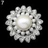 Faux Pearl Flower Brooch Collar Pin Rhinestone Crystal Bridal Jewelry Present
