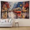 Vintage City Street Acrylic Painting Tapestry Oil Painting Print Home Decor for Living Room Bedroom Fabric Wall Art