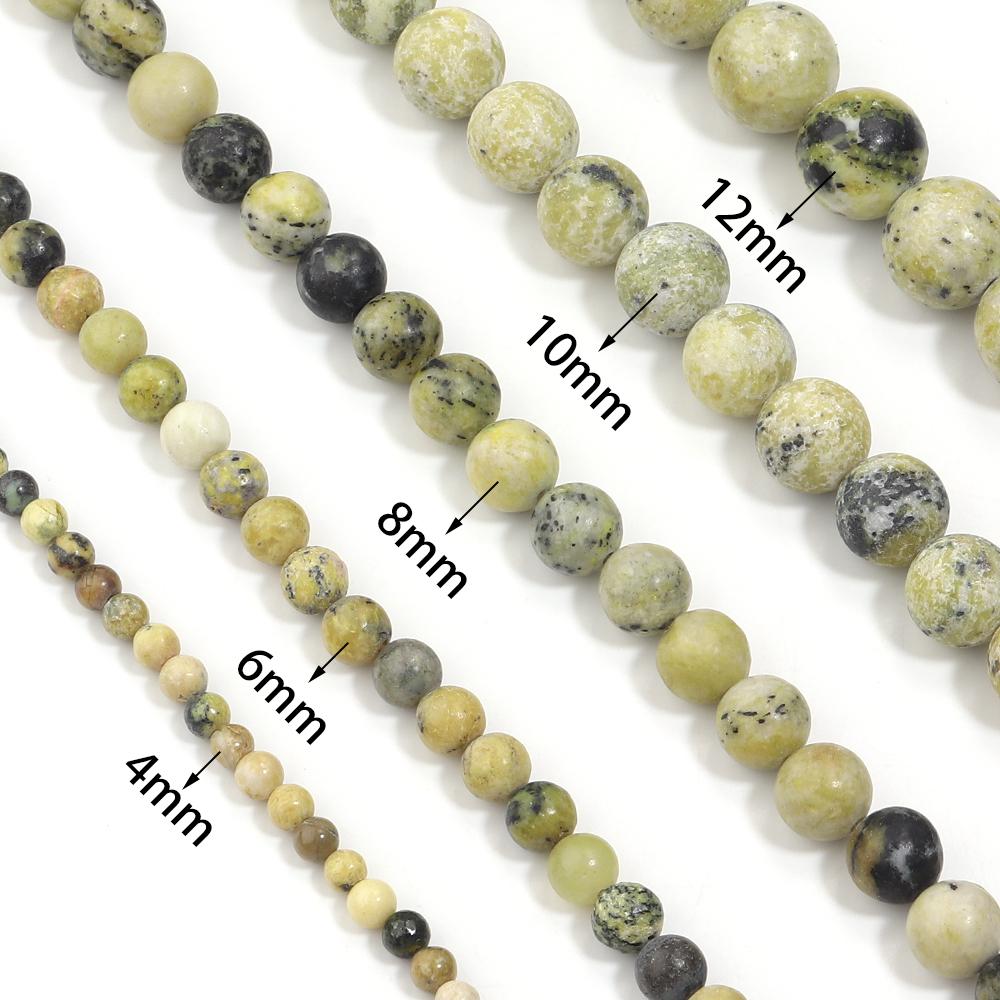 4/6/8/10/12mm Natural Stone Beads Grass Yellow Turquoise Round Loose Beads For Jewelry Making DIY Bracelets Necklace Accessories