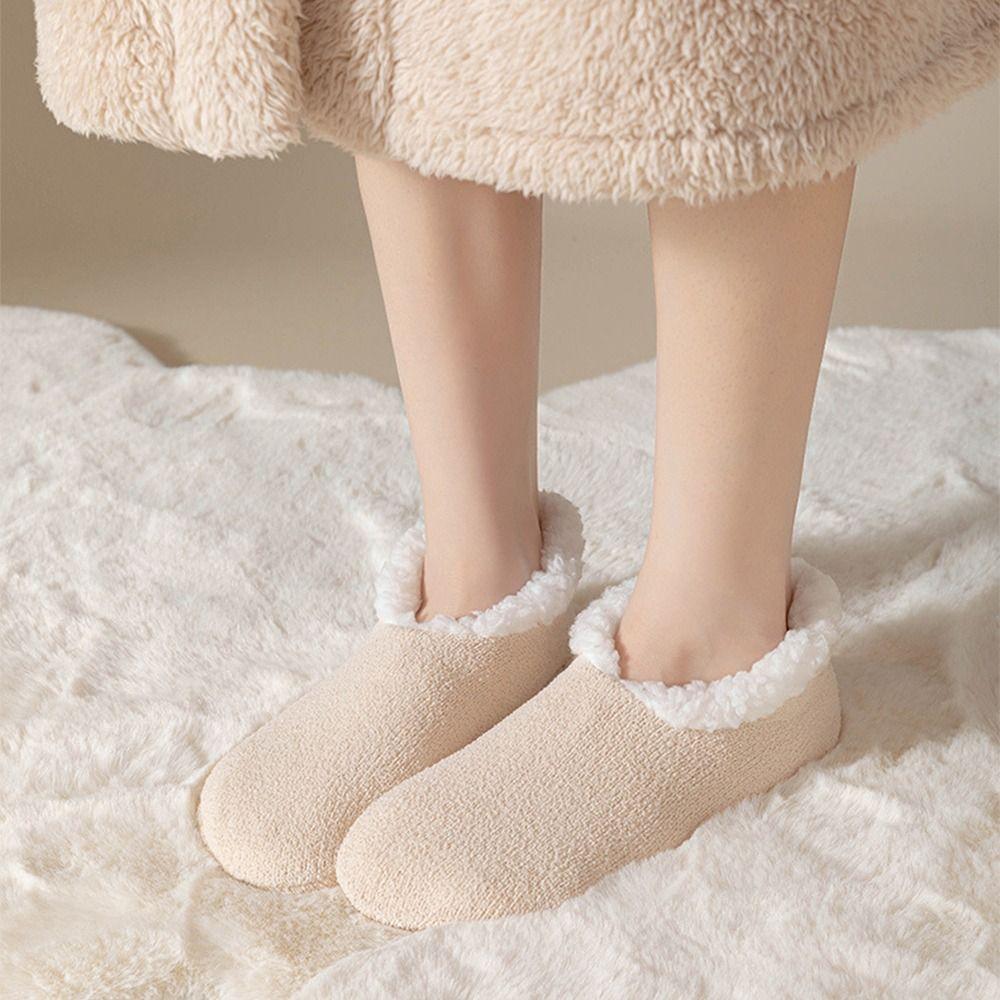 Thickened Lamb's Wool Socks Non-slip Bottom Winter Warm Sock Sleeping Slipper Socks  Autumn Winter