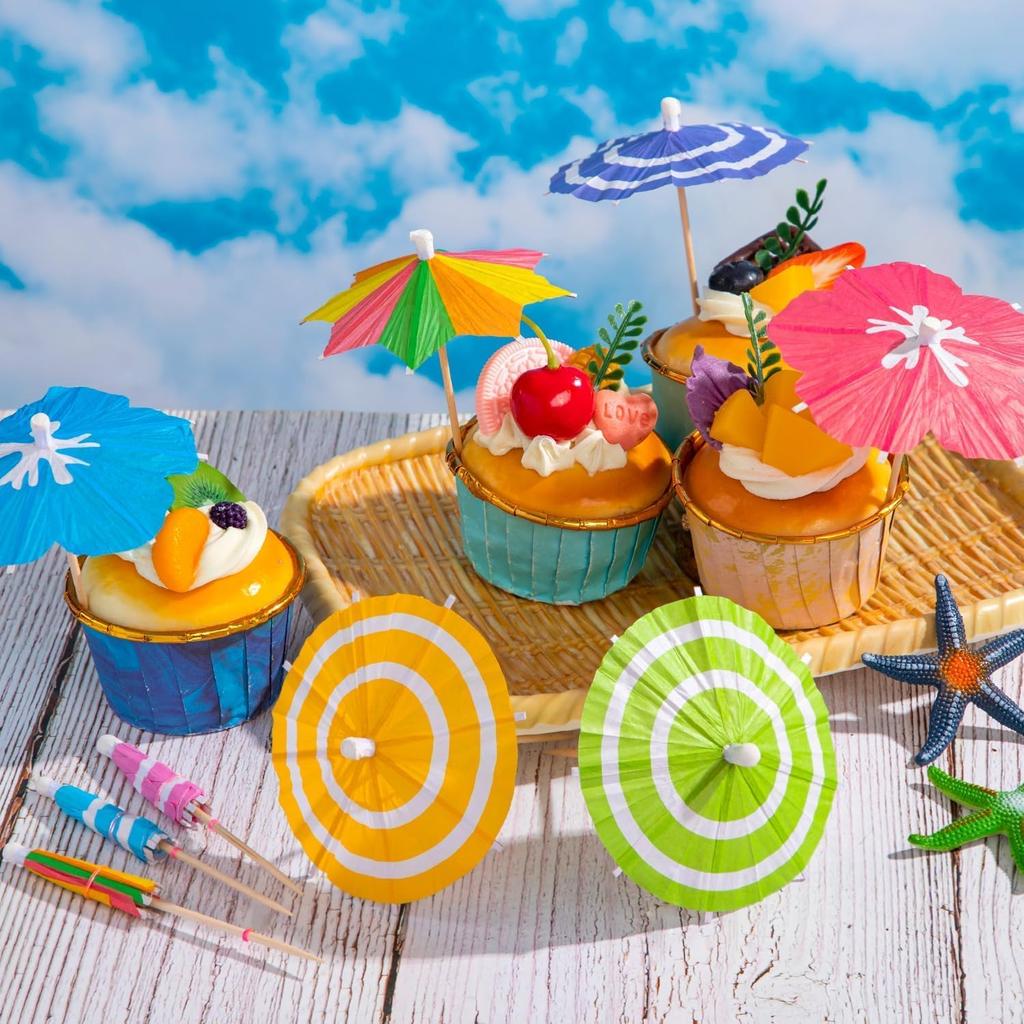 Haundry Cocktail Drink Umbrella Picks, 25pcs Cocktail Umbrellas for Drinks, Mini Hibiscus Paper Drink Umbrellas Toothpicks for Luau Parasols Tropical