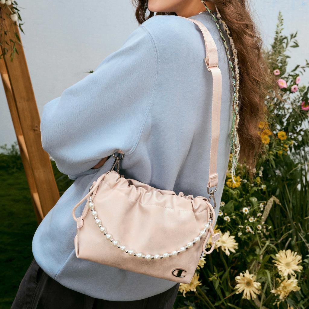 New Champion Knitted Fabric Handbag, Shoulder Bag Small Size Unisex Black/Washed Pink/Silver White U5AACPU54