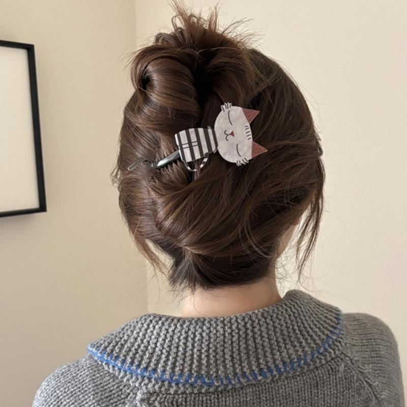 1PC Kitty Shaped Barrettes Nonslip Grip Lightweight Hair Accessories Acrylic Barrettes For Different Hairstyles