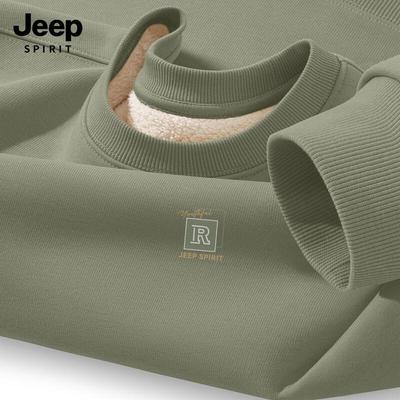 JEEP SPIRIT Men's Fleece-Lined Round Neck Sweatshirt