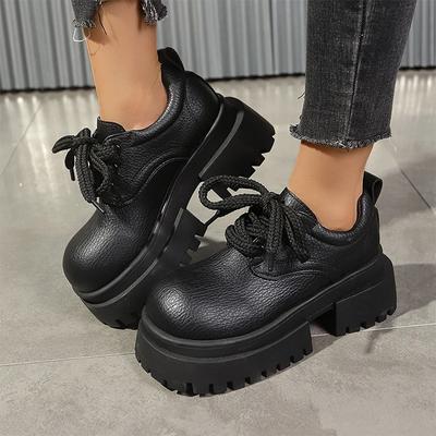Women Platform Loafers Shoes Leather Lace Up Sneakers New Fashion Casual Walking Shoes Woman  Trend Winter Pumps Mujer Shoes