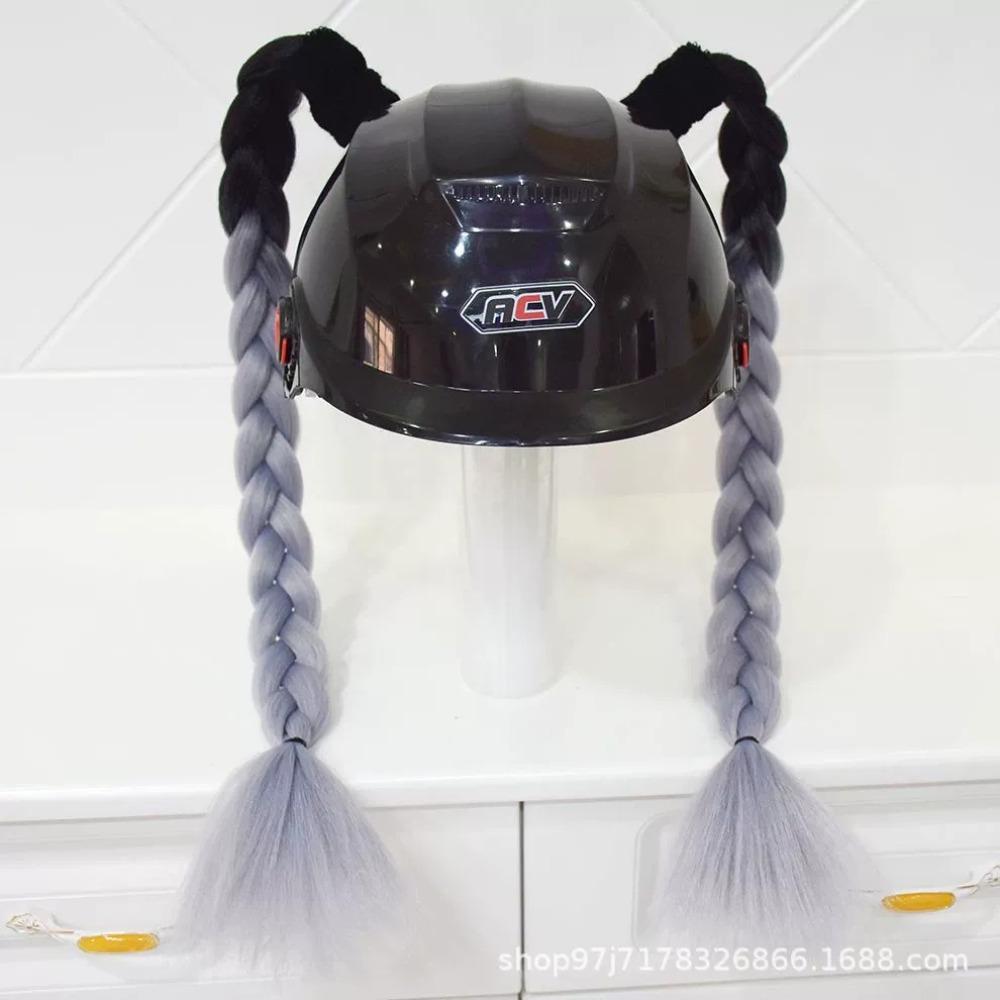 2pcs/pair New Motorcycle Helmet Braids Woman Braids Wig For Motorbike Helmets 164 colors Twist Dual Pigtail Ponytail With Sucker
