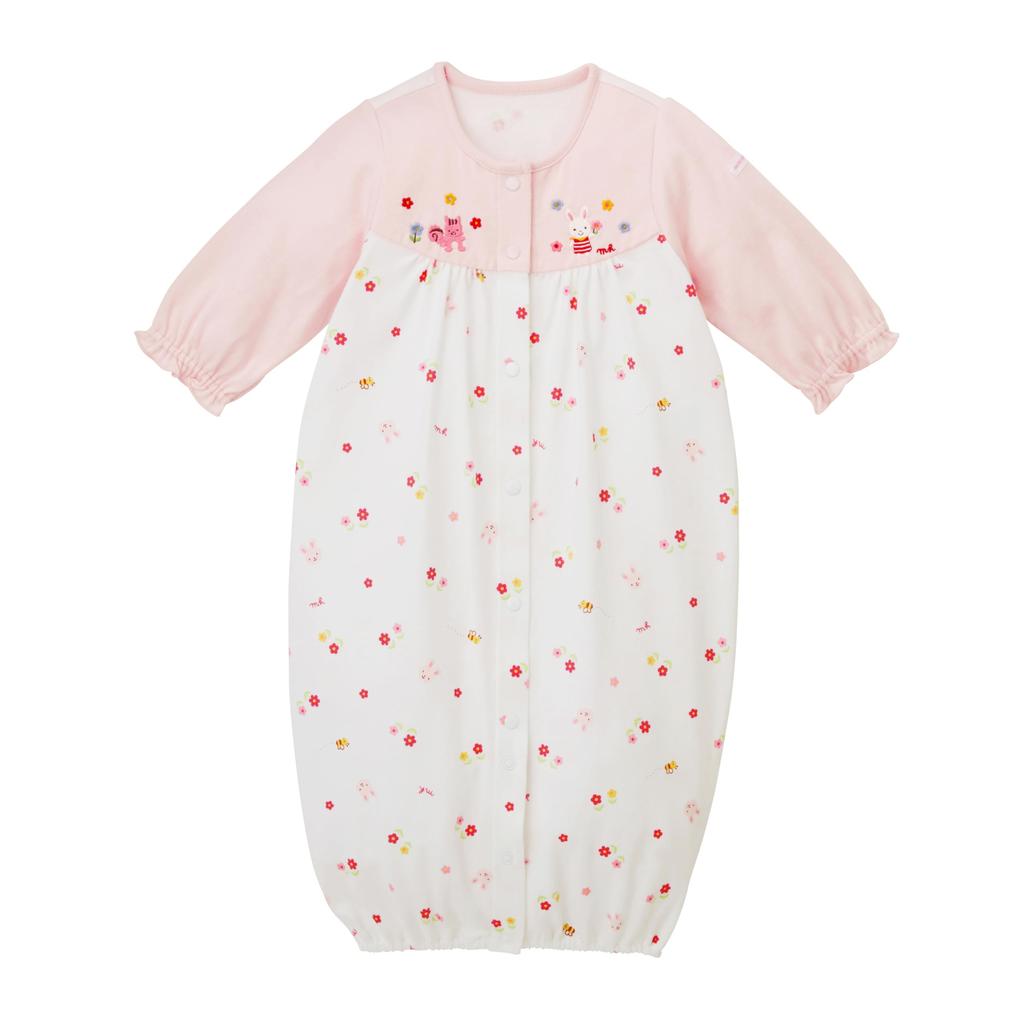All Coverall Romper Animal Made in Japan Boy Girl Newborn Baby Preparation Baby Baby Clothes Pink [Miki House] Two-way 40-2687-683 50-70cm