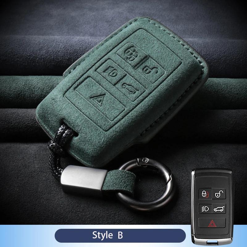 Suede Leather Car Key Case for Land Rover Range Rover Evoque Discovery Sport Velar for Jaguar XE XF E-Pace F-Pace Accessories
