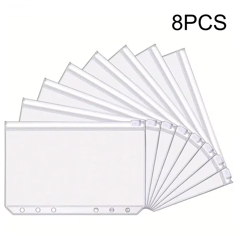 

8 шт. А5 Блокнот на кольцах Сумка на молнии ПВХ Сумка для хранения Сумка для счетов Шаблон для хранения Сумка для листов