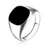 Men Vintage Ring Simple Fashion Black Enamel Rings Punk Classic Black Drip Imitation Black Stones Male Enamel Metal Bands New