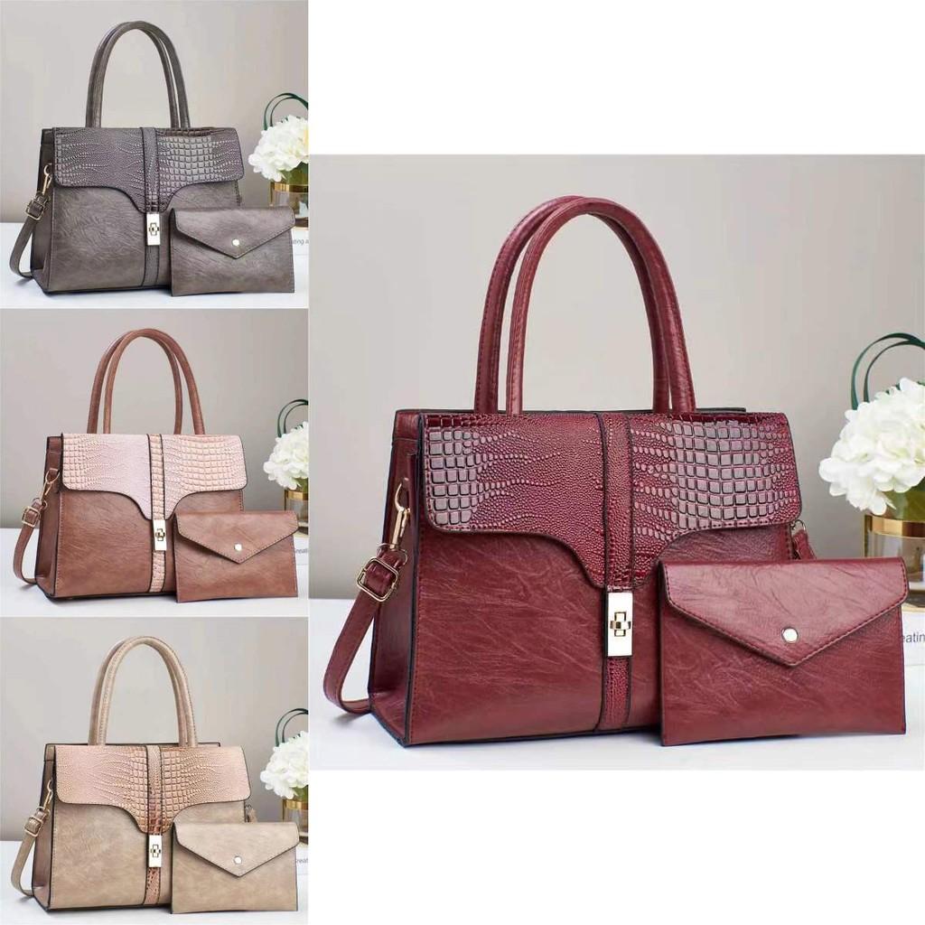 Versatile Stylish Khaki Two-piece Shoulder Tote Bag Set With Spacious Design For Daily Use