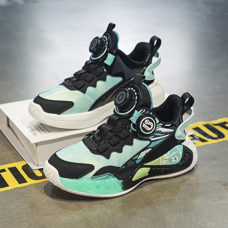 Boys Shoes Autumn and Winter 2025 New Children's Velvet Sports Basketball Shoes Medium and Older Boys Non-slip Warm Two Cotton Shoes