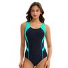 Triangle Swimsuit Women's Conservative Color Block Sleeveless Backless Swimsuit