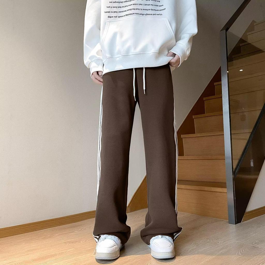 Men's Autumn/Winter Three-Stripe Loose Sweatpants – Trendy, Retro, Heavyweight Casual Pants