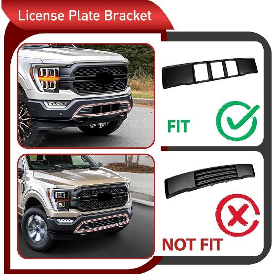 Front License Plate Frame Bracket Compatible with 2021-2023 Ford F150 F-150(2.7L, 3.0L, 3.5L, V6 Engines) License Plate Mounting Frames Replacement