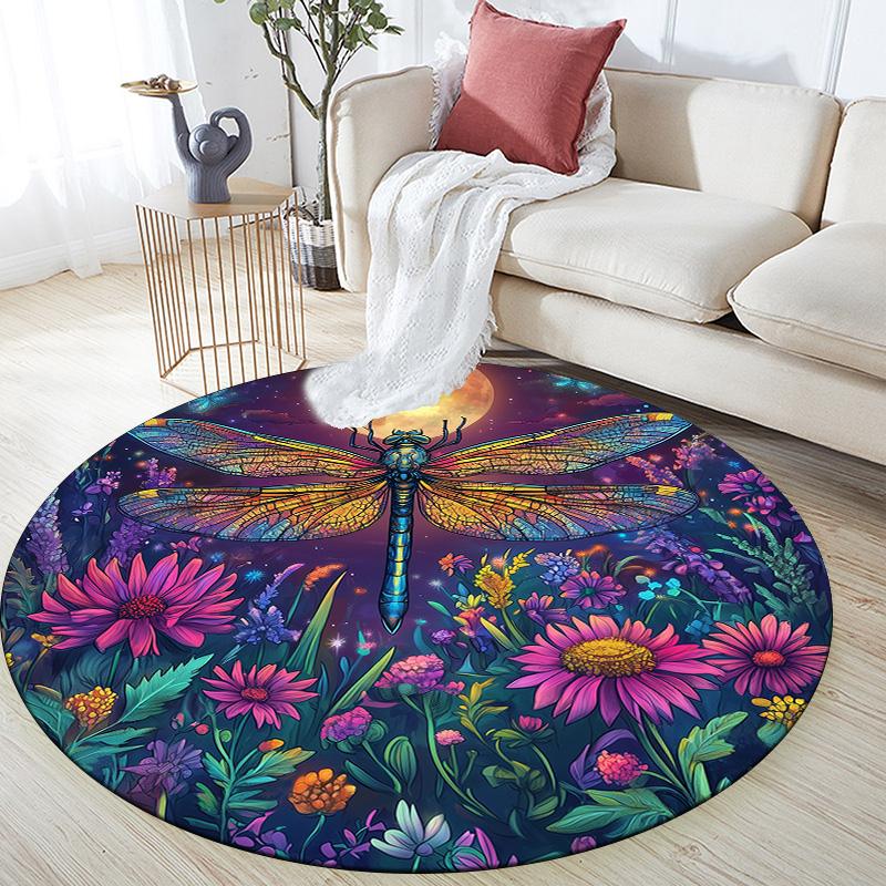 

Moon Animals Round Area Rug,Carpet Rug for Living Room Bedroom Sofa Playroom Decor,Non-slip Floor Mat 80cmx80cm