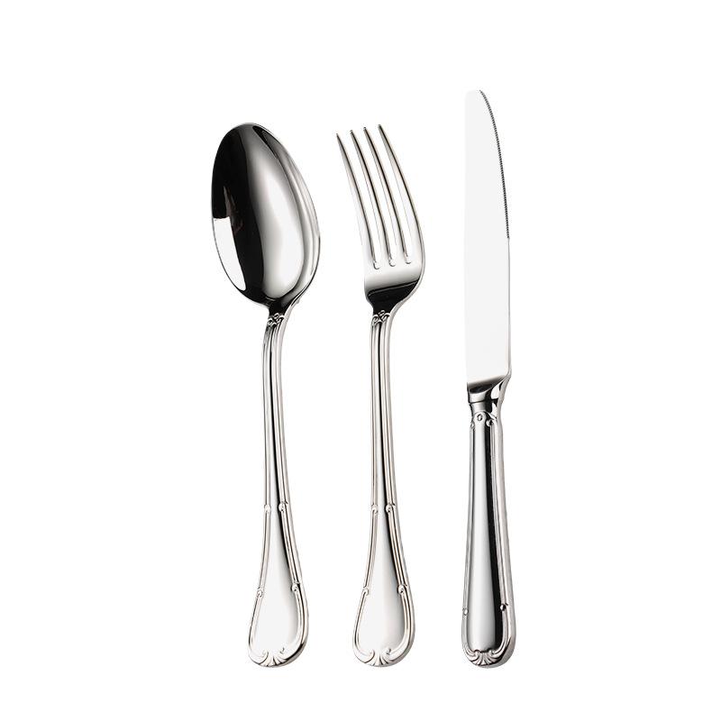 304 stainless steel, forged western lace Garvey knife, fork and spoon hotel restaurant steak knife and fork set