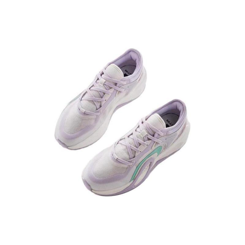 Anta Cushioned Anti-Slip Wear-Resistant Breathable Lightweight Low-Top Casual Shoes Women's White Purple Gray Sneakers
