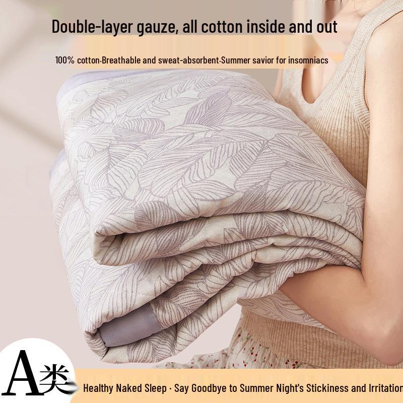 Summer Cool 100% Cotton Double Layer Gauze Quilt Set