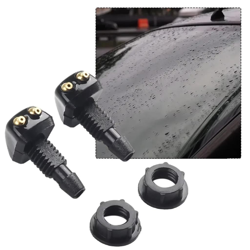 2Pcs Car Windshield Wiper Washer Spray Nozzle Fits Most Car Models Car Dual Holes Windshield Washer Nozzle Water Spray