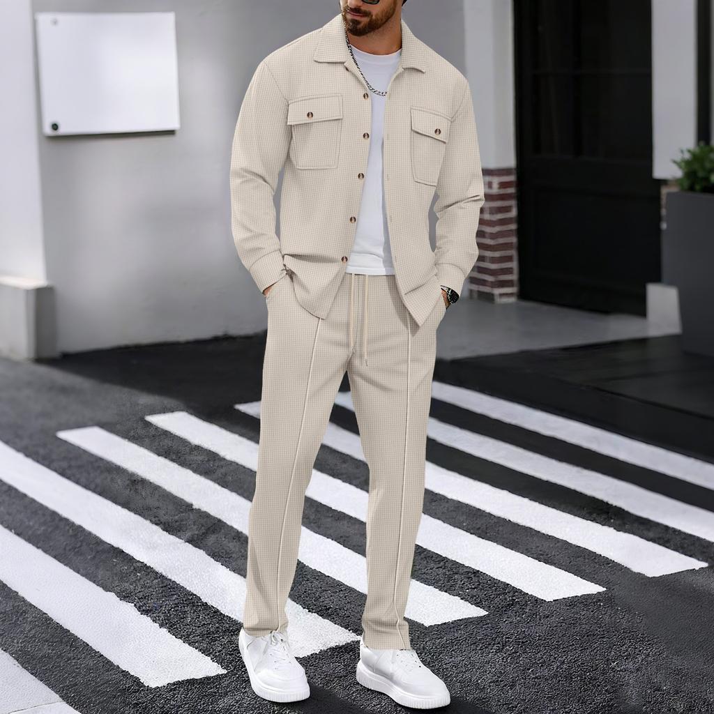 Spring And Autumn Men's Long Sleeved Pants Jackets And Versatile Casual Pants Men's 2pcs Clothing Set