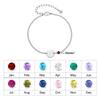 Vnox Unique 12th Birthstones Bracelet January- December Blank Round 2 Color Charm Bracelet Stainless Steel Jewelry Birthday Gift