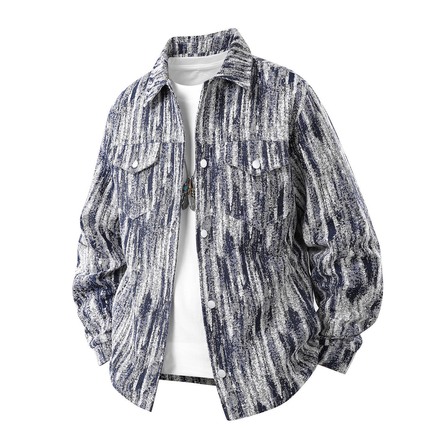 

Jacket Men s Spring and Autumn New Color Matching Woolen Jacket High Street Trendy Brand Youth 3XL синий