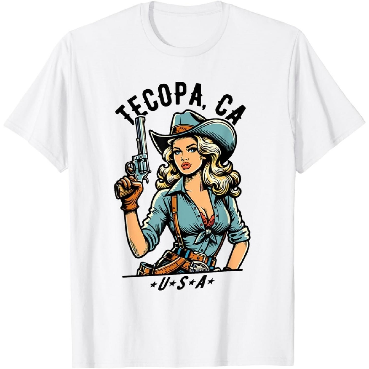 Tecopa California USA Cowgirl Western Style Design T-Shirt S