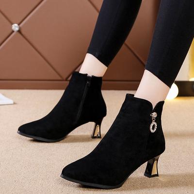 Mode Mittelhohe Absätze Stiefeletten Arbeit Reißverschluss Schwarz Damen Kurze Schuhe Bequem und Elegant Trend 2025 Im Angebot Heiß Damen Knöchelstiefel