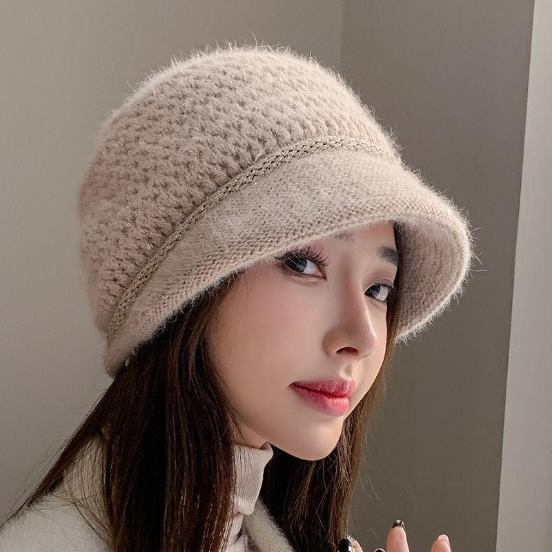 Temperament Short-brimmed Beret Children's Autumn and Winter Double-layer Wool Hat Warm Ear Protector Versatile Youth Baotou Hat