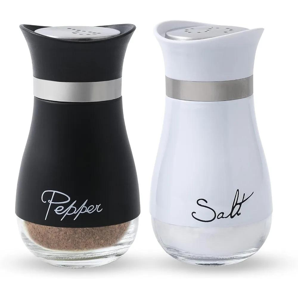2 Pack Salt and Pepper Shakers Kitchen Accessories Spice Jars Portable Salt and Pepper Seasoning Shaker Spice Dispenser