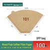 Fan-Shaped Hanging Ear Coffee Filter, Raw Wood Pulp, Drip Pour-Over, V02/04 Size.