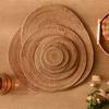 8-20cm Round Natural Rattan Cup Mat Coasters Hand Woven Hot Insulation Placemats Table Padding Kitchen Decoration Accessories