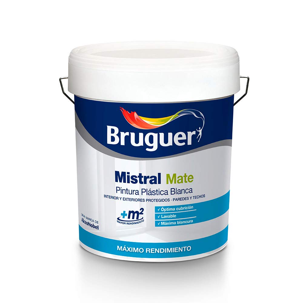 Mistral Matte White Plastic Paint 15l for Interior and Exterior 5586672 Bruguer