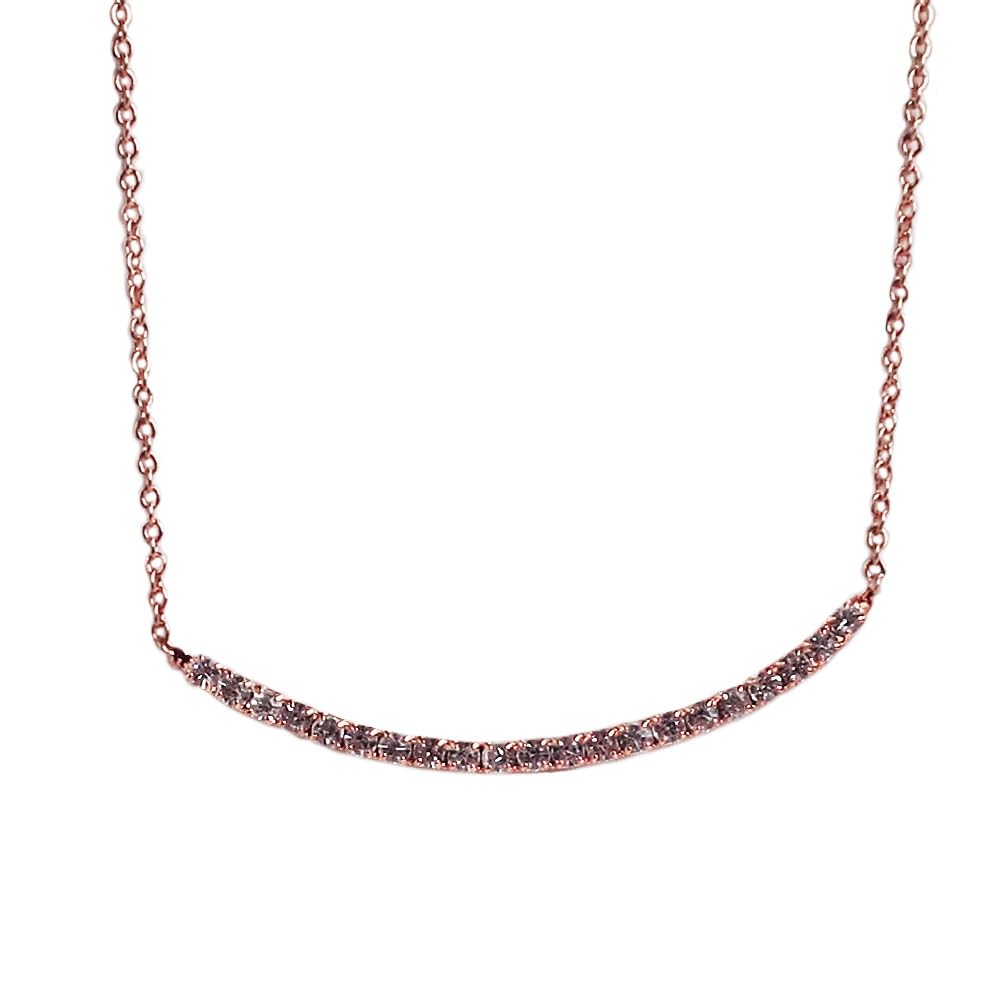 

[МЕЛОДИЯ] [Melody Accessories] Сделано в Японии Ожерелье, Круглая Улыбка Изогнутая планка, Стразы (OP-218) (Розовое золото)