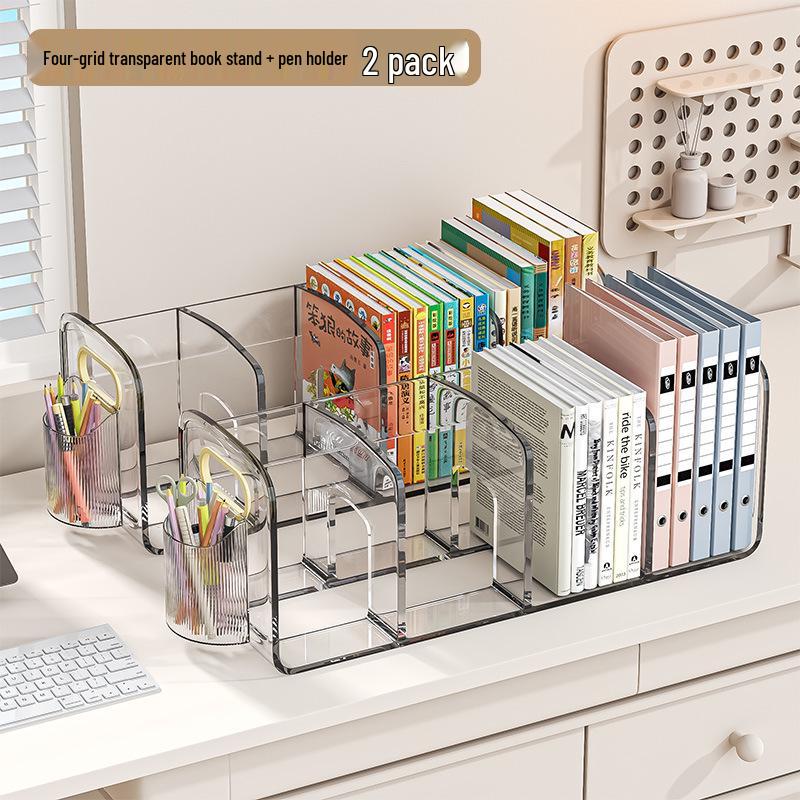 Desktop Bookshelf Organizer: Fixed Book Storage Divider & Office File Rack