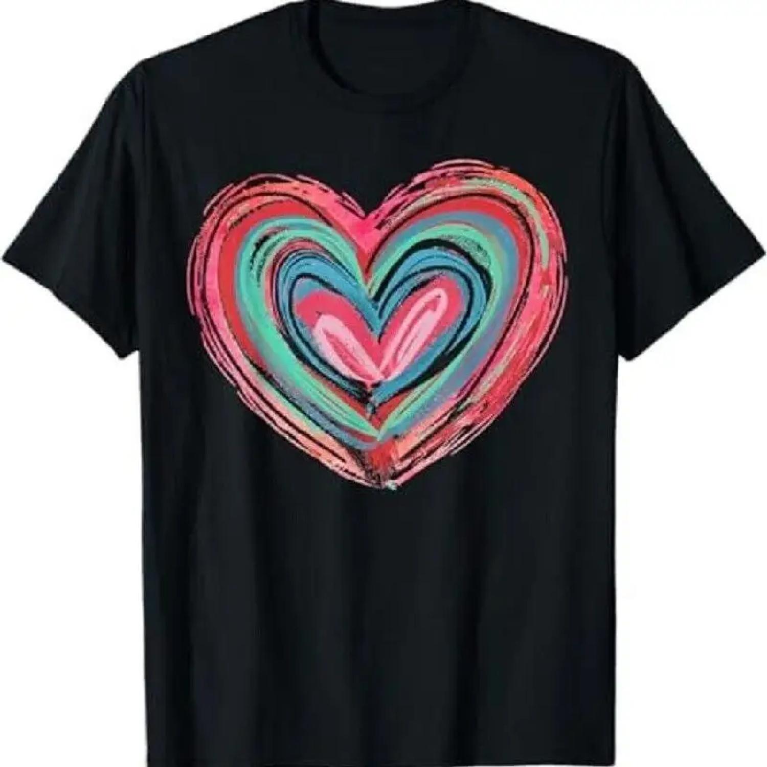 Valentines Day Heart Brushstroke Valentines Novelty Heart T Shirt XXXXXL разноцветный